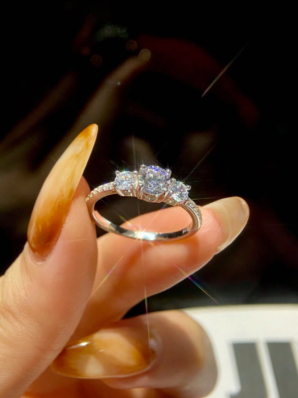 1 Carat Gorgeous Round Colorless Moissanite Diamond Engagement Ring - Image 2