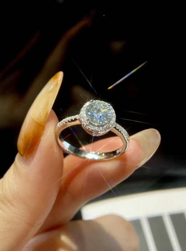 1 Carat Gorgeous Round Colorless Moissanite Diamond Engagement Ring - Image 3
