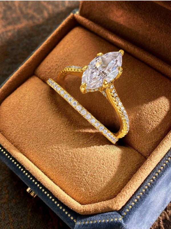 Horse Eye Wedding Ring Diamond Set - Image 6