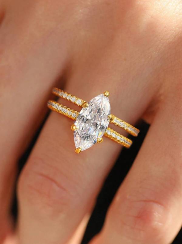Horse Eye Wedding Ring Diamond Set - Image 5