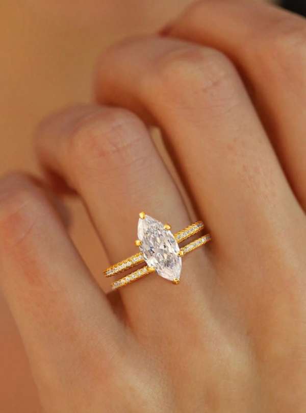 Horse Eye Wedding Ring Diamond Set - Image 4