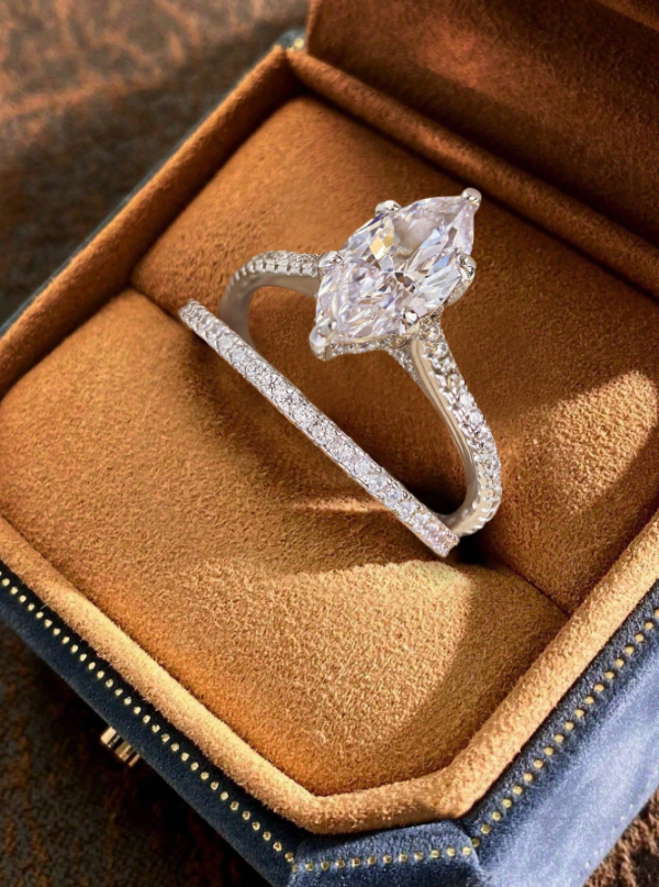 Horse Eye Wedding Ring Diamond Set - Image 3