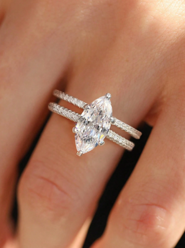 Horse Eye Wedding Ring Diamond Set - Image 2