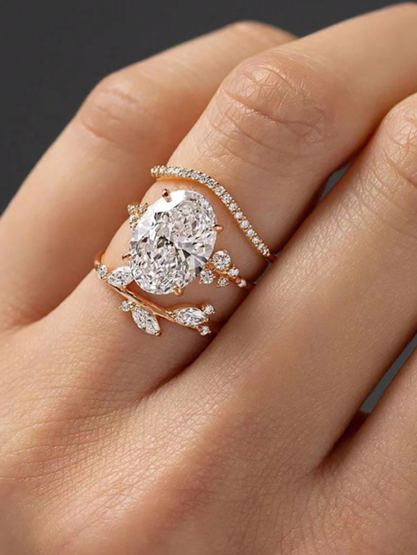 Exquisite And Elegant Oval Zirconia Triple Set