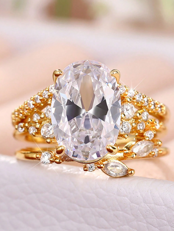 Exquisite And Elegant Oval Zirconia Triple Set - Image 2