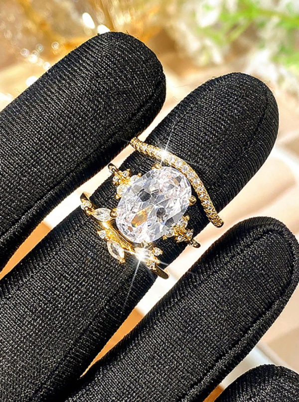 Exquisite And Elegant Oval Zirconia Triple Set - Image 4