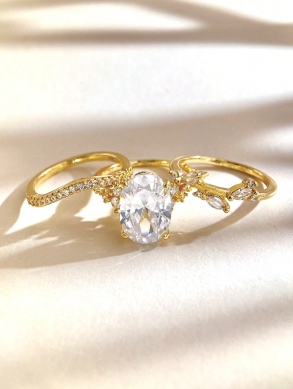 Exquisite And Elegant Oval Zirconia Triple Set - Image 5