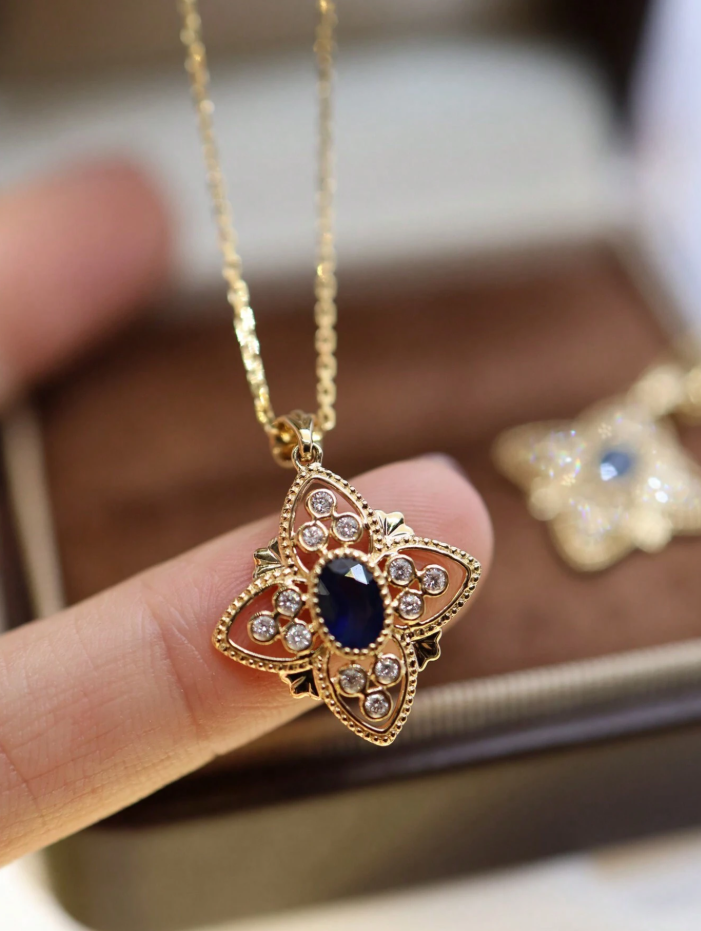 Roman Manor - Royal Blue Pendant Necklace - Image 2